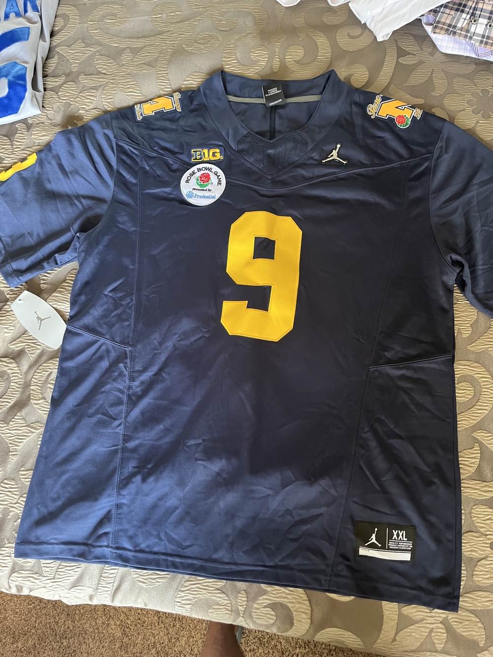 Jordan Navy Men's Rose Bowl Michigan JJ McCarthy Football Jersey